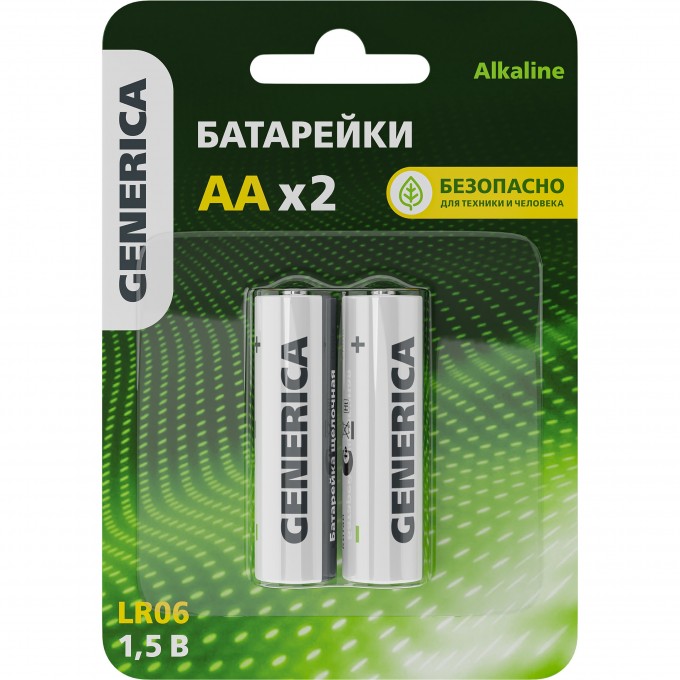 Батарейка щелочная IEK Alkaline LR06/AA (2шт/блистер) GENERICA ABT-LR06-ST-L02-G