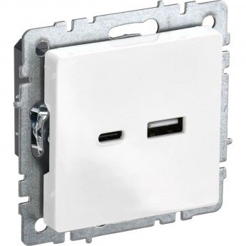 Розетка BRITE IEK BR-U22-018-K01 USB A+C 18Вт РЮ11-1-БрБ бел.