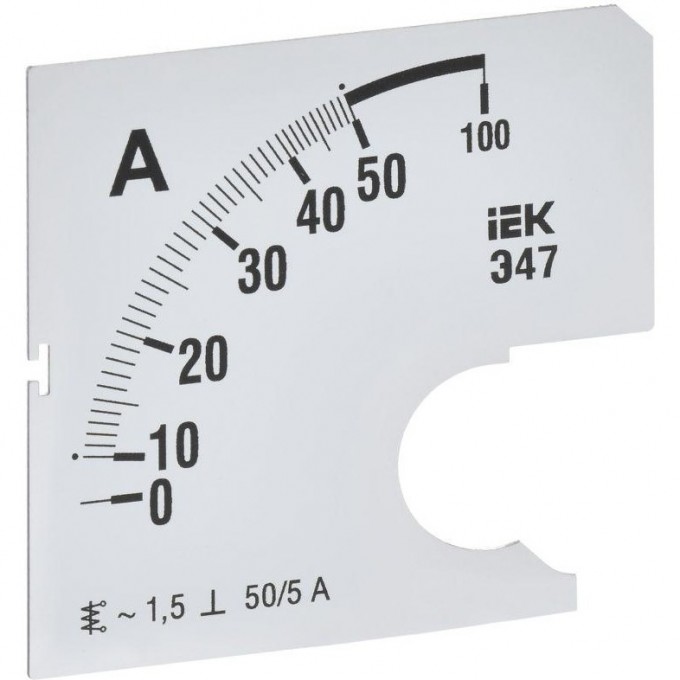 Шкала сменная для амперметра IEK э47 50/5а-1,5 72x72мм IPA10D-SC-0050
