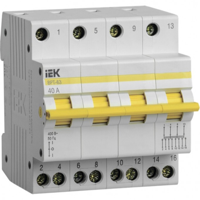Трехпозиционный выключатель-разъединитель IEK ВРТ-63, 4P, 40А MPR10-4-040