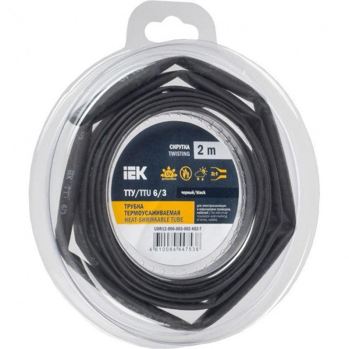 Трубка термоусадочная IEK ТТУ нг-LS 6/3 черн. (уп.2м) U DR12-006-003-002-K02-T